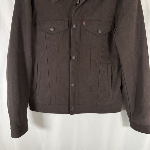 Levis Jacket Women's Medium Brown Pockets Zip Snap Red Tab Long Sleeve - Picture 3 of 12